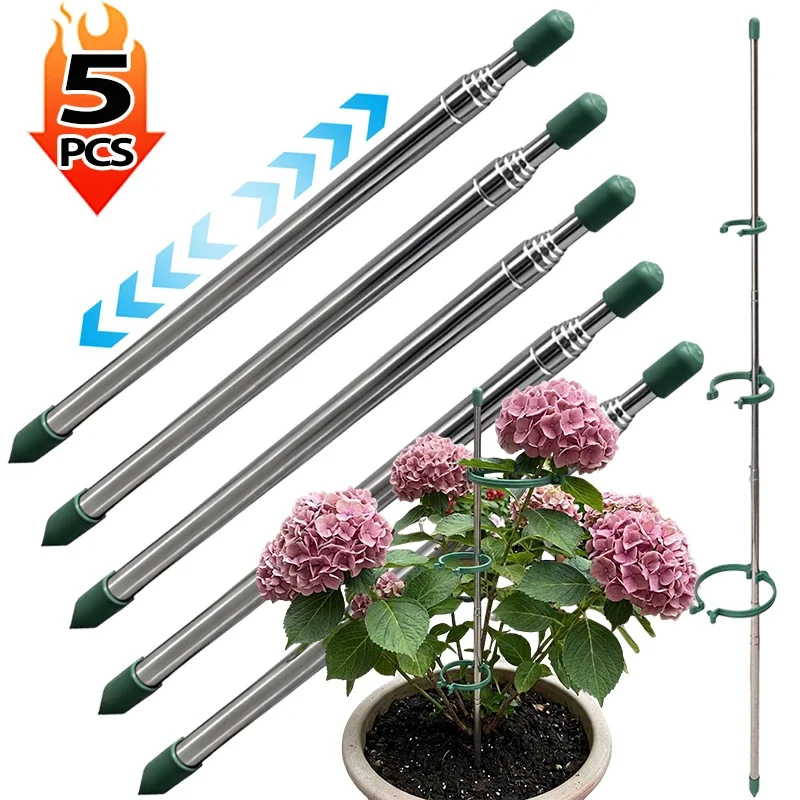 Florist Supp - 5/1PCS Retractable Plant Support Ring Green