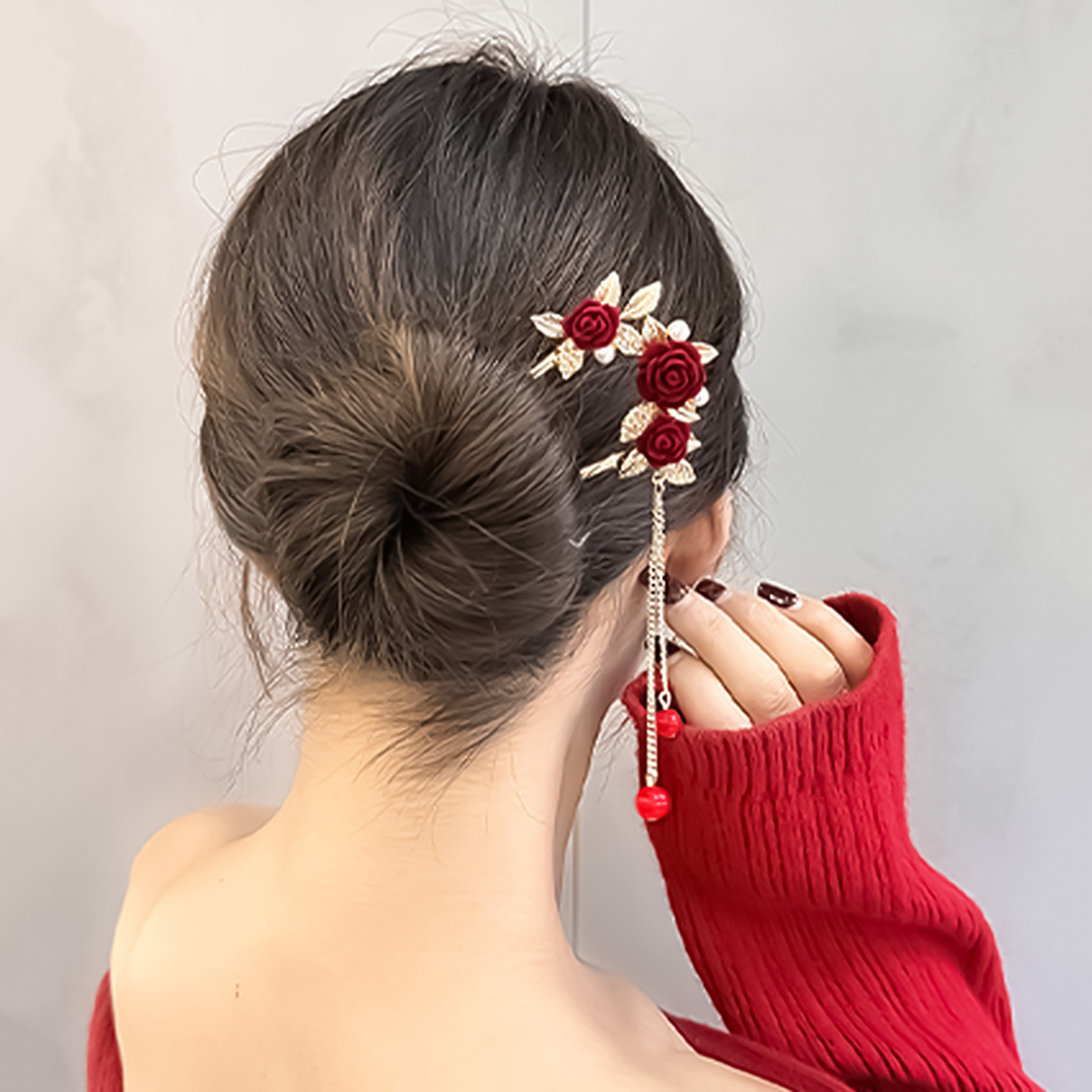 Chinese Style Rose Flower Hair - đánh giá và giá Florist Supplies