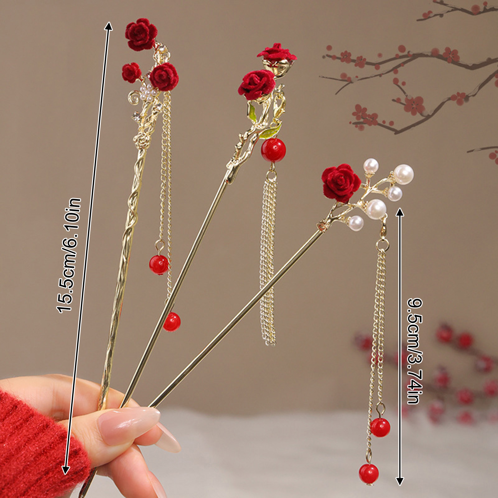 Chinese Style Rose Flower Hair - đánh giá và giá Florist Supplies
